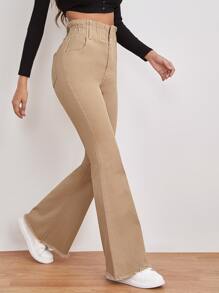 SHEIN Frenchy Jeans de pierna amplia de talle alto cremallera