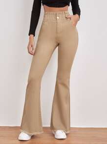 SHEIN Frenchy Jeans de pierna amplia de talle alto cremallera