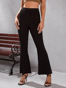 Mulvari 高腰喇叭針織長褲 - 黑色 - 查看 2