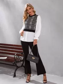 Mulvari 高腰喇叭針織長褲 - 黑色 - 查看 1