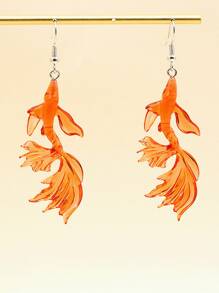 金魚耳墜 - 酒紅色 - 查看 2