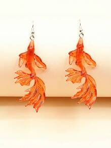 金魚耳墜 - 酒紅色 - 查看 1