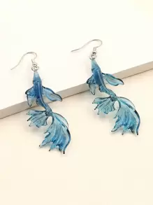 Goldfish Decor Drop Earrings - Navy Blue - View 2