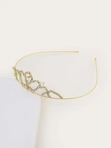 Niñas Accesorio de pelo con diamante de imitación corona - Dorado - Ver 2