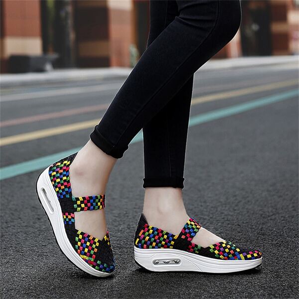 

Air Cushion Design Braided Detail Slip On Shoes, Multicolor