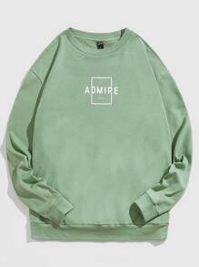 Manfinity Men Letter Graphic Drop Shoulder Sweatshirt - Mint Green - View 1