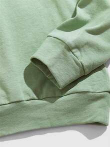 Manfinity Men Letter Graphic Drop Shoulder Sweatshirt - Mint Green - View 4