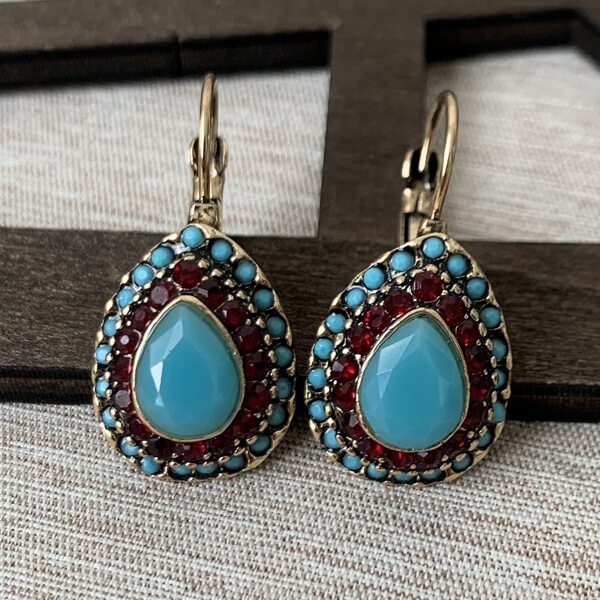 

Water Drop Decor Earrings, Multicolor