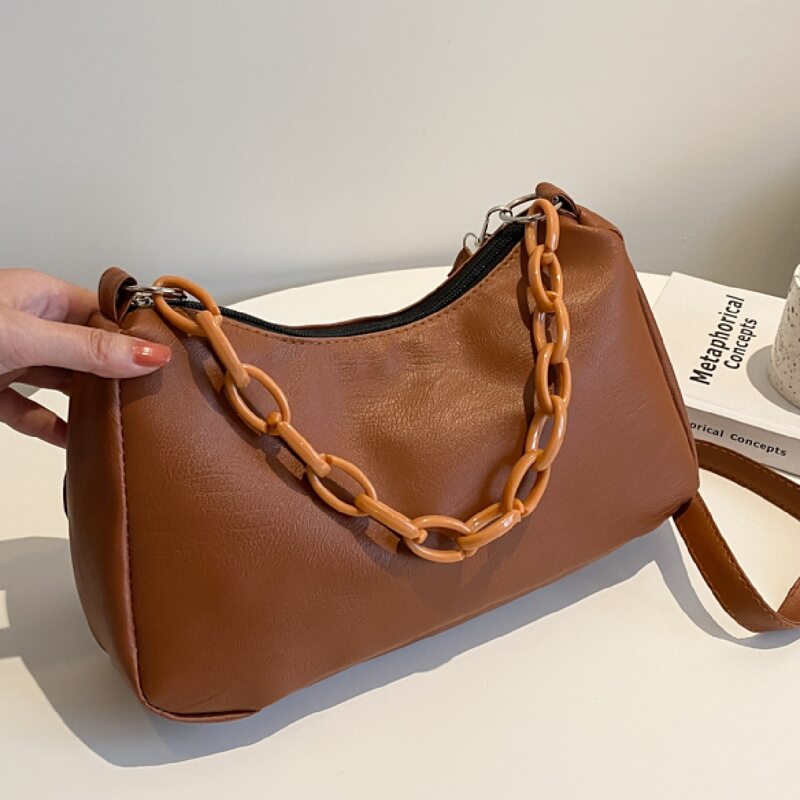 

Chain Decor Shoulder Bag, Brown