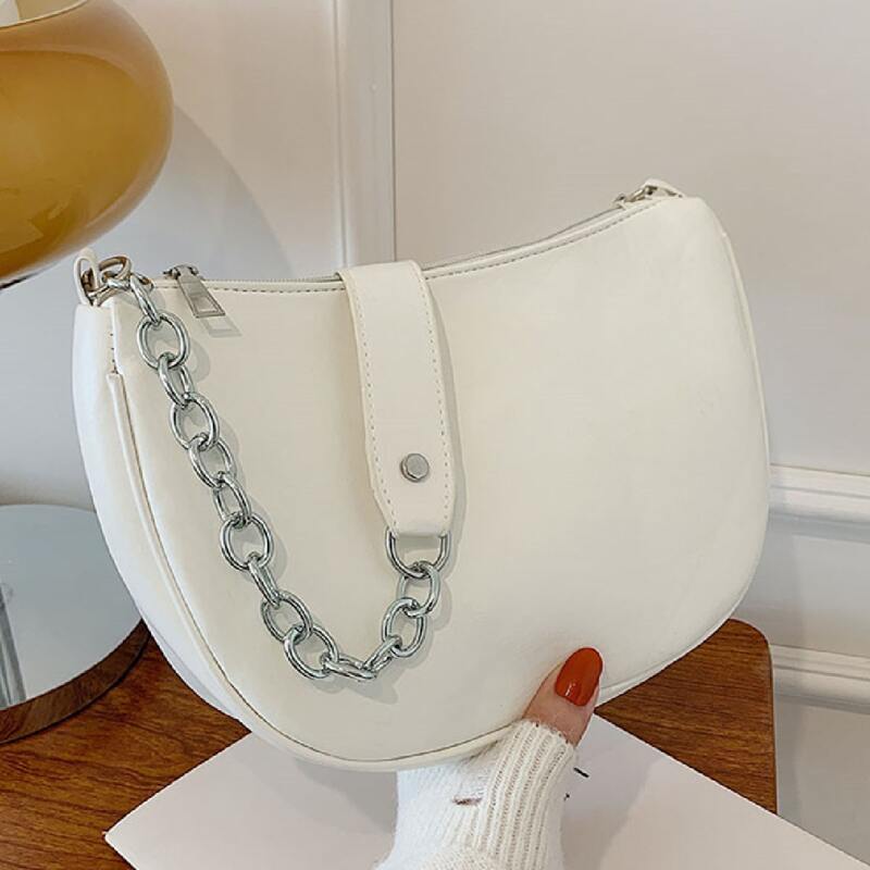 

Chain Decor Shoulder Bag, White