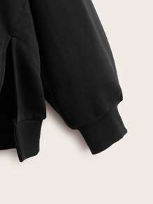 SHEIN Sudadera bajo con abertura 2 en 1 - Negro - Ver 4