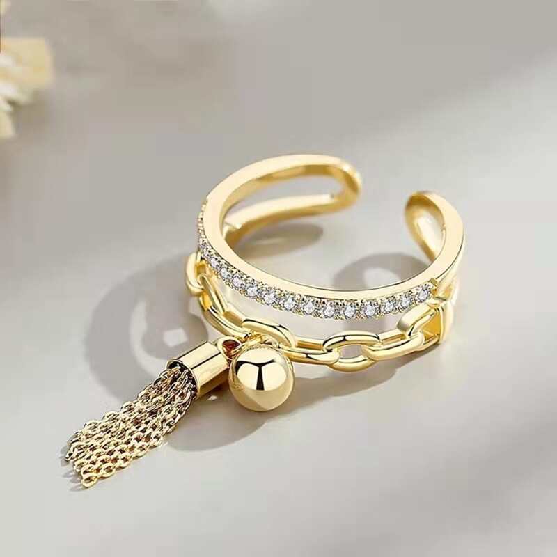 

Rhinestone Decor Ring, Gold