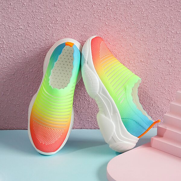 

Colorblock Striped Pattern Slip On Running Shoes, Yellow