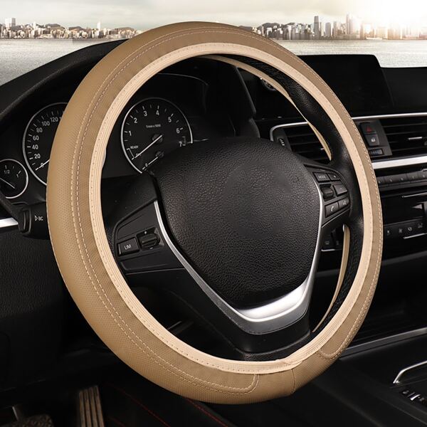 

Plain Car Steering Wheel Cover, Beige
