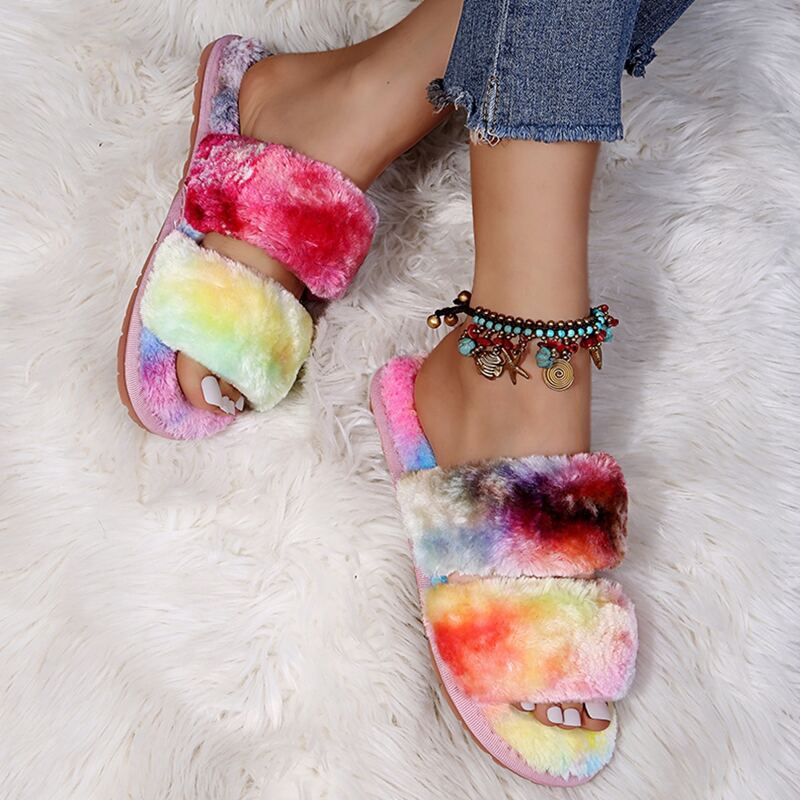 

Colorful Fluffy Slippers, Multicolor