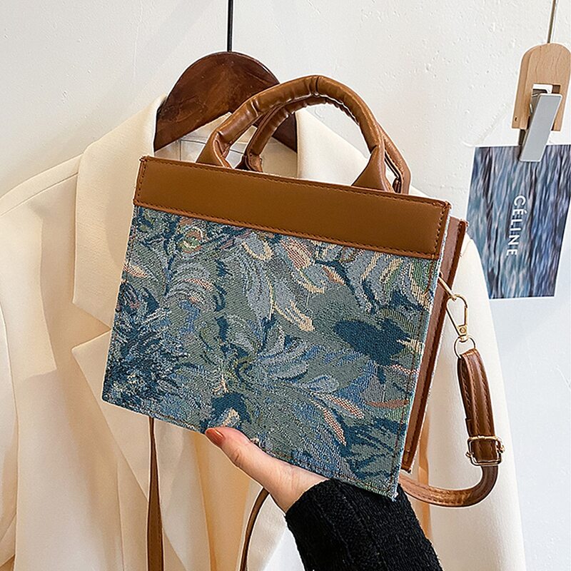 

Flower Graphic Satchel Bag, Multicolor