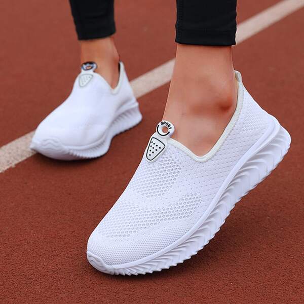 

Lightweight Non-slip Letter Graphic Sneakers, White