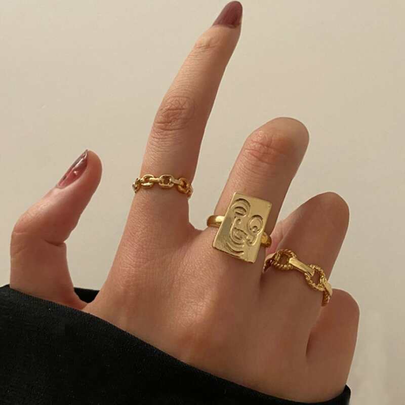 

3pcs Geo Decor Ring, Gold