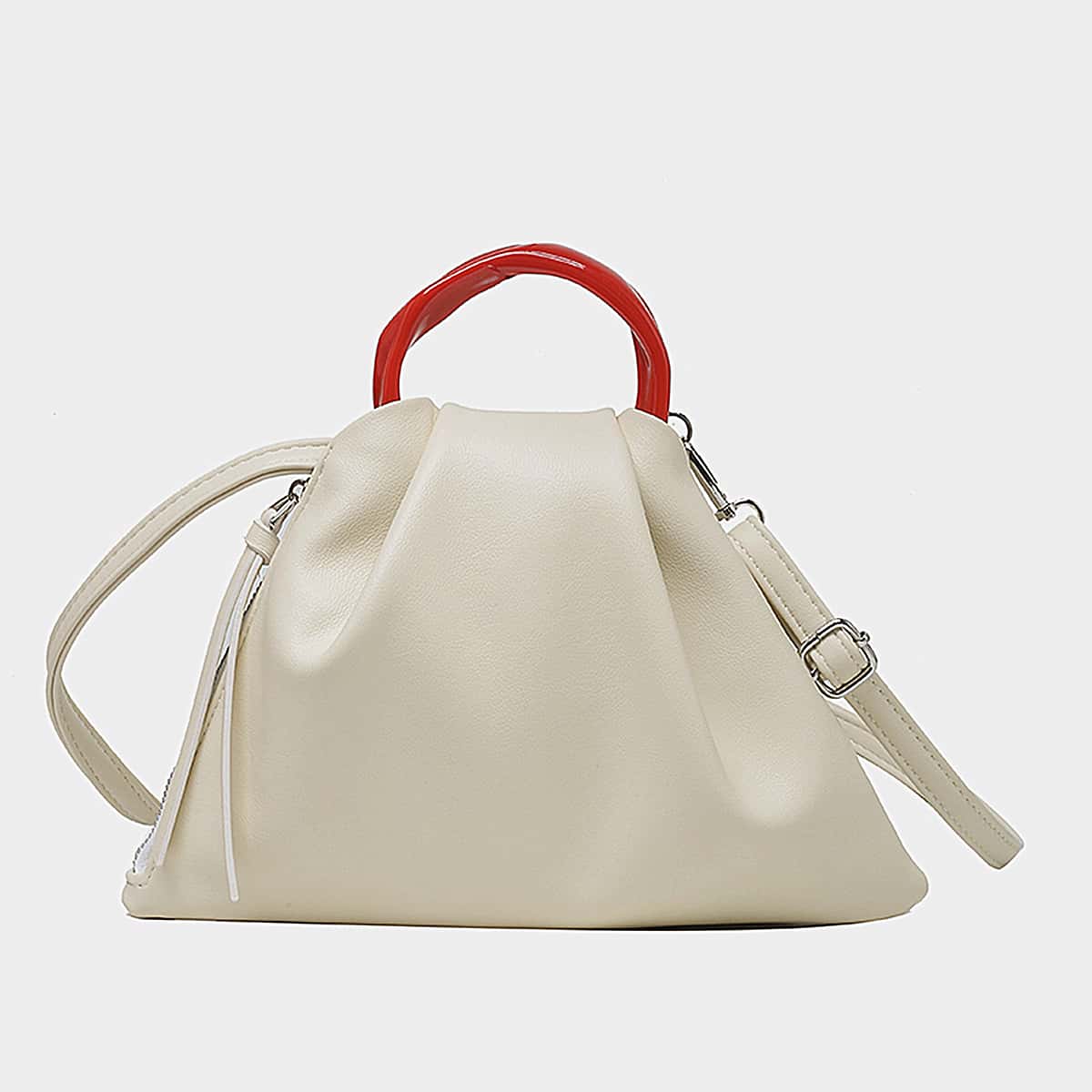 

Minimalist Top Handle Satchel Bag, White