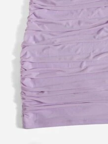 SHEIN EZwear Vestido ajustado unicolor fruncido de malla