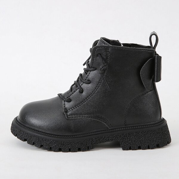 

Girls Bow Decor Combat Boots, Black