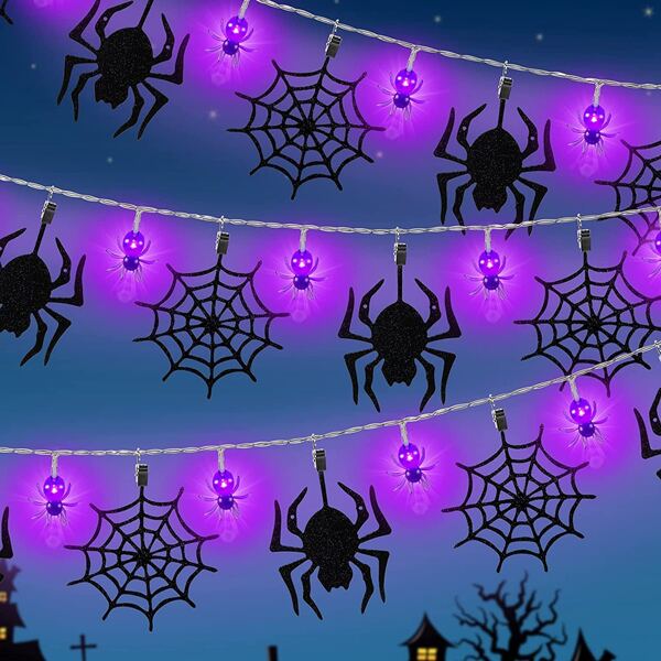 

1pc Halloween String Light With 10pcs Bulb, Purple