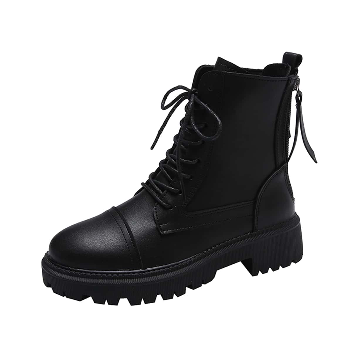 

Lace Up Front Combat Boots, Black
