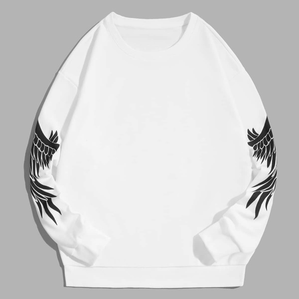 

Men Wings Print Sweatshirt, White