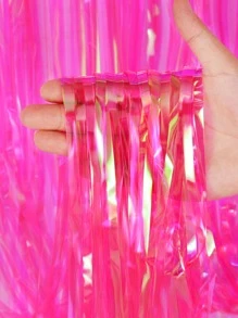 1pc Party Tassel Curtain, Pink Aluminum Rain Curtain For Party Decor - Hot Pink - View 2