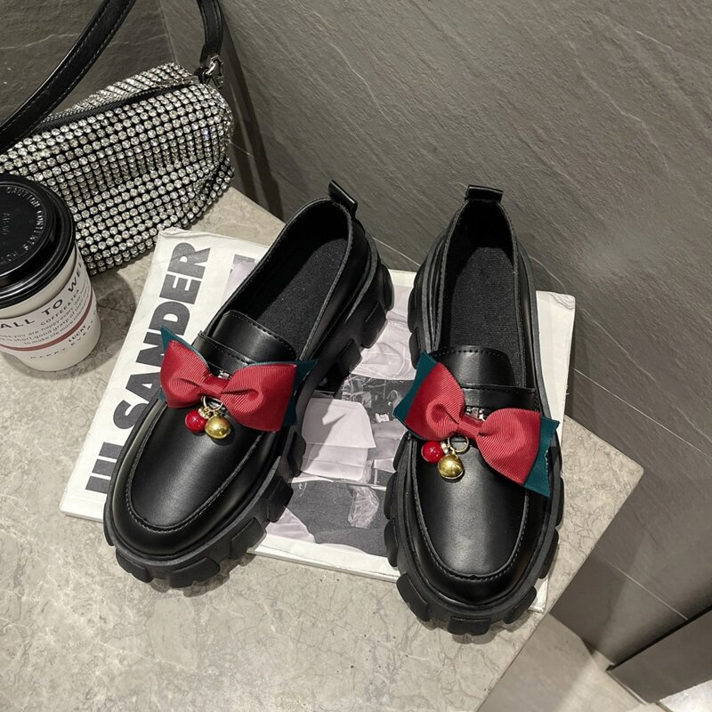 

Bow & Bell Decor Flatform Loafers, Black