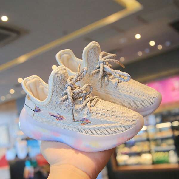 

Girls Lace Up Front Running Shoes, Beige