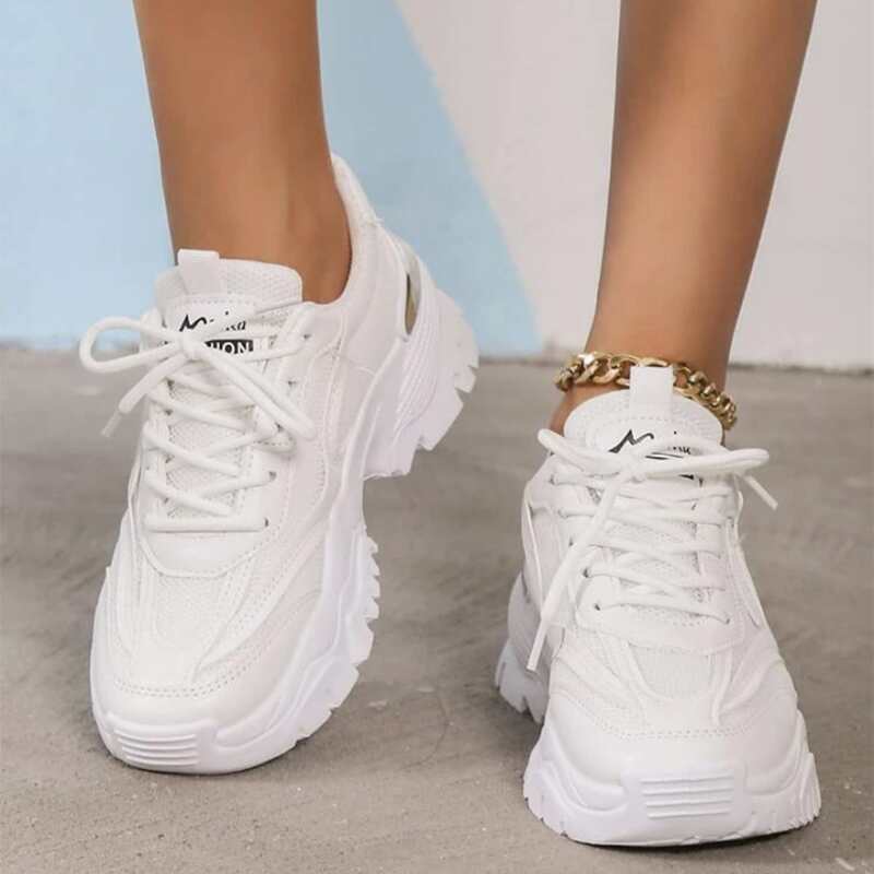 

Letter Graphic Lace Up Front Sneakers, White