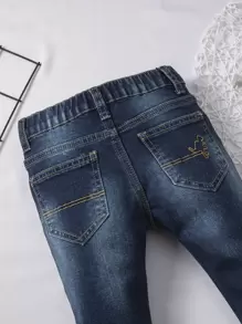 Baby Boy Bleach Wash Slant Pockets Jeans - Dark Wash - View 4