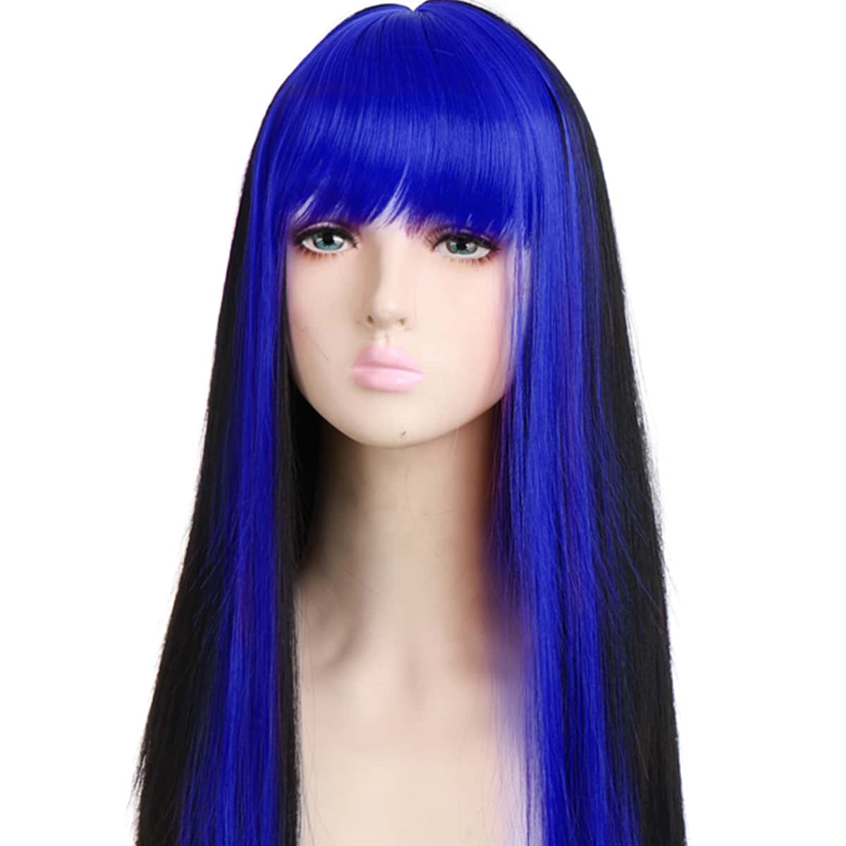 

Natural Long Straight Wig With Bangs, Multicolor