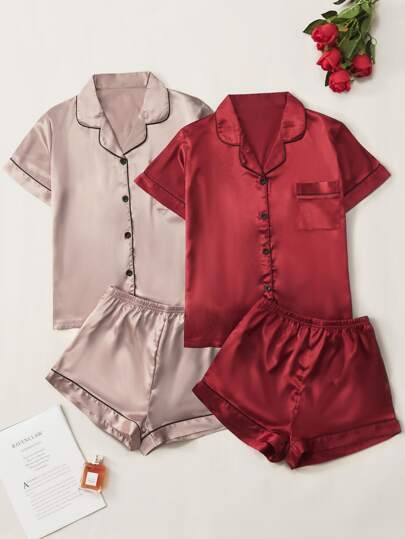 2 pezzi top da notte & 2 pezzi shorts da notte