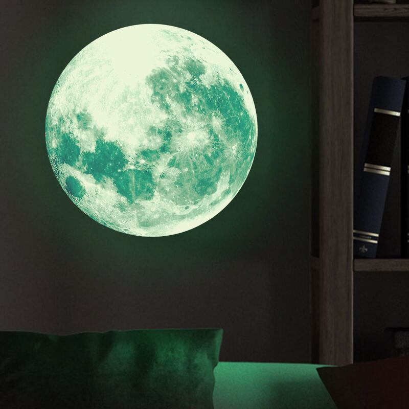 

1pc Moon Pattern Luminous Wall Sticker, Green