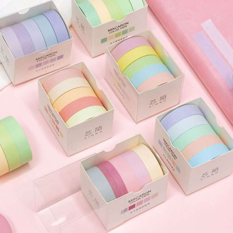 

5rolls Random Color Washi Tape, Multicolor