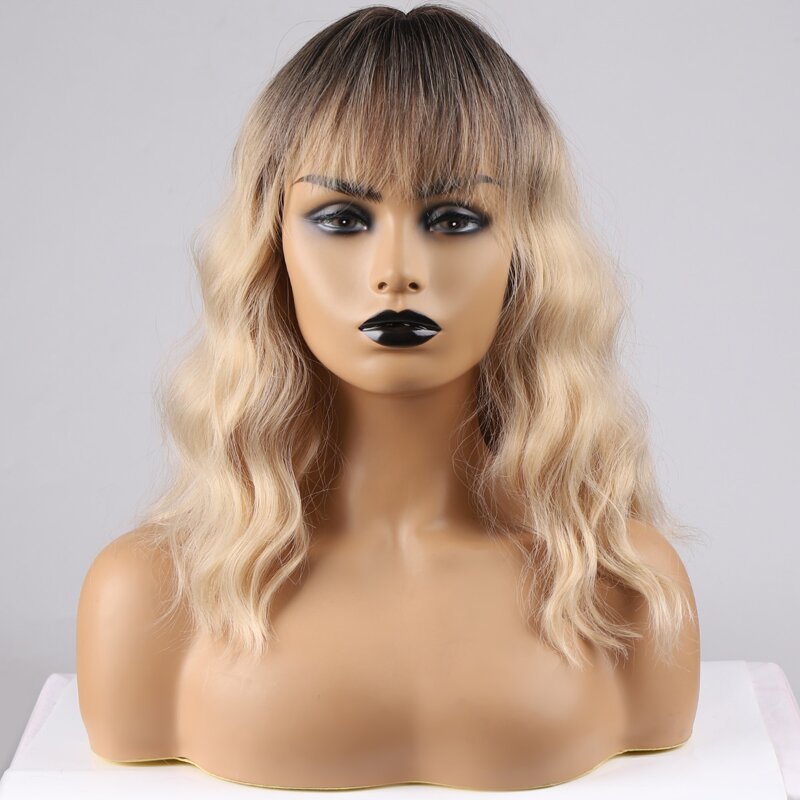 

Natural Long Curly Wig With Bangs, Ombre