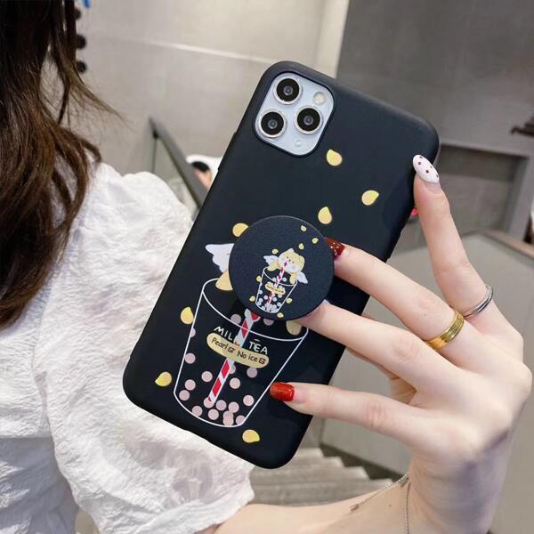

Bubble Tea Phone Case With Stand-Out Phone Grip, Black