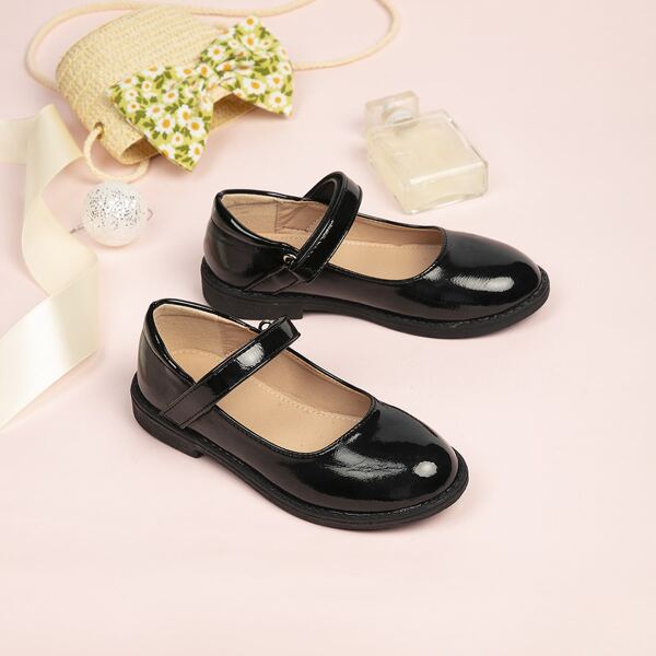

Girls Minimalist Velcro Strap Mary Janes, Black