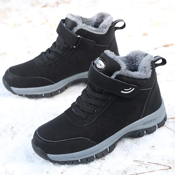 

Minimalist Velcro Strap Plush Inside Sneakers, Black