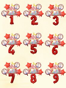 6入組標語圖案裝飾氣球 - 紅色 - 查看 1