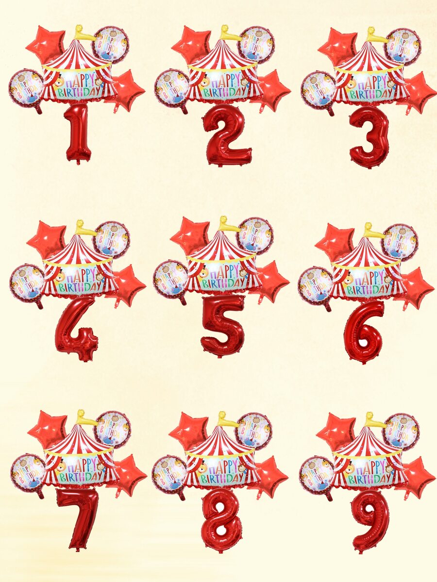 6入組標語圖案裝飾氣球 - 紅色 - 查看 1