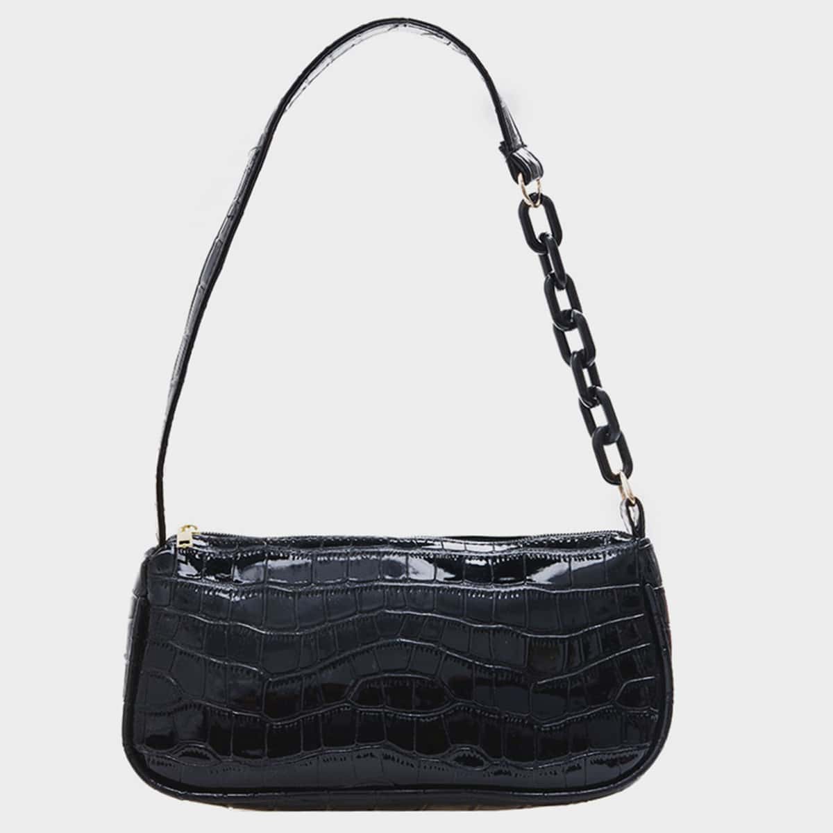 

Croc Embossed Shoulder Bag, Black