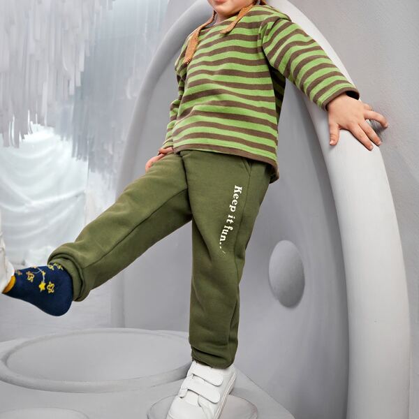

Toddler Boys Striped Tee & Slogan Graphic Sweatpants, Multicolor