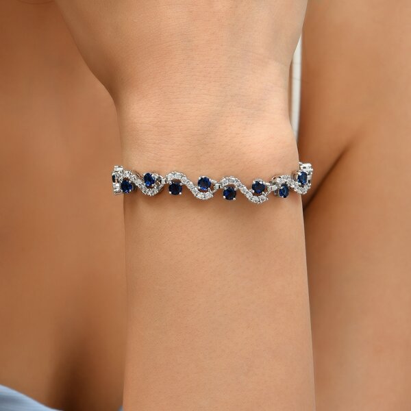

Zircon Decor Bracelet, Royal blue