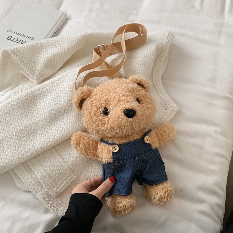 

Fluffy Bear Shaped Crossbody Bag, Brown
