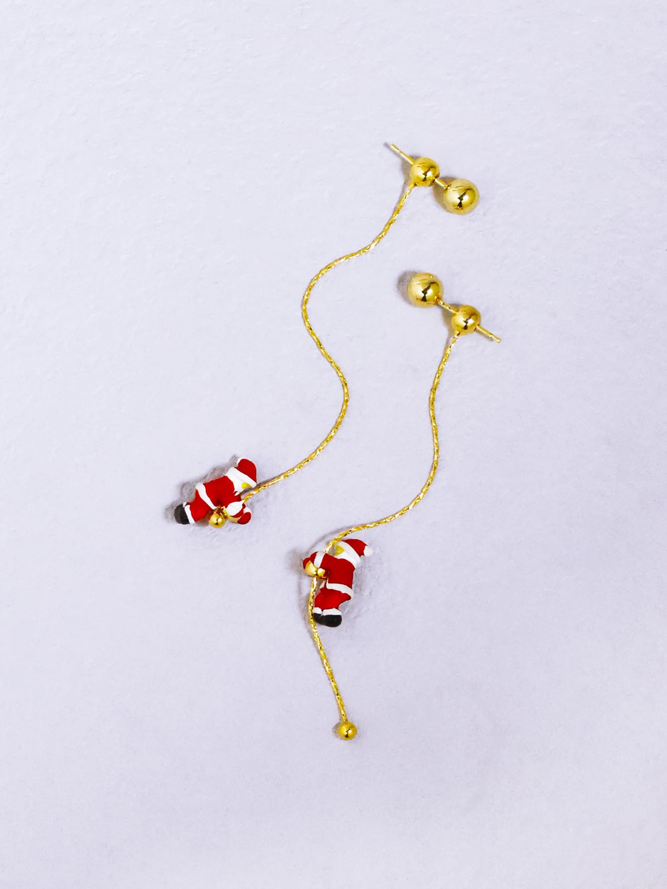 1 Pair Cute Christmas Santa Long Tassel Earrings, Holiday Party Matching Accessories - Yellow Gold - View 1