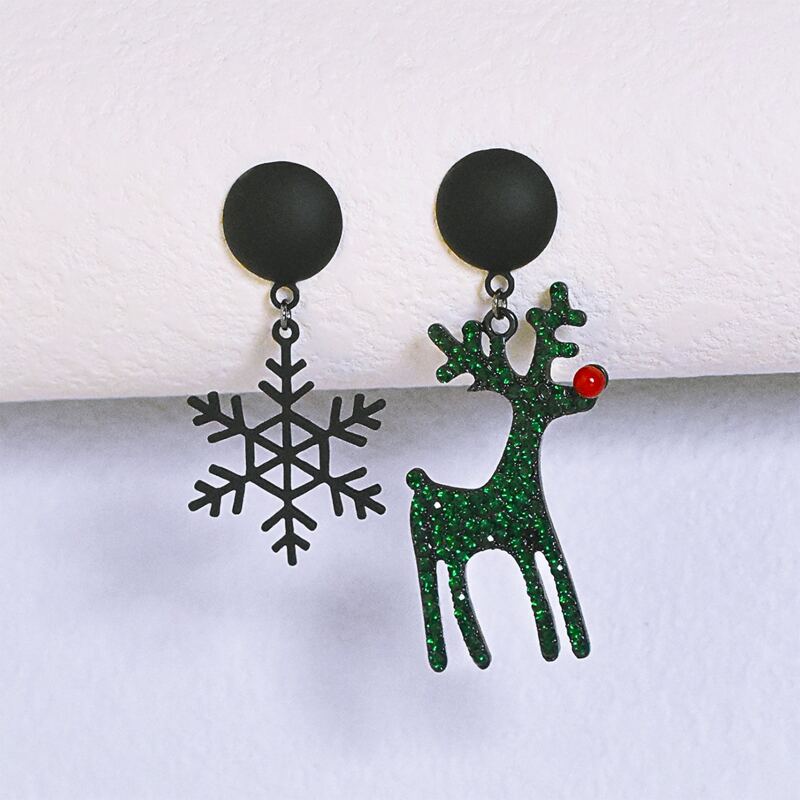 

Christmas Snowflake Decor Drop Earrings, Black