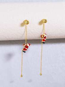1 Pair Cute Christmas Santa Long Tassel Earrings, Holiday Party Matching Accessories - Yellow Gold - View 5